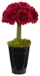 Nearly Natural Gerber Daisy Artificial Arrangement in Black Vase Red