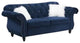 Benzara BM233089 77" Nailhead Trim Velvet Loveseat With Crystal Tufting, Blue