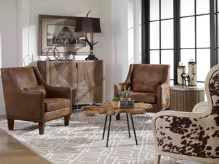 Contemporary Cow Hide Print Arm Chair with White Linen Upholstery Velvet