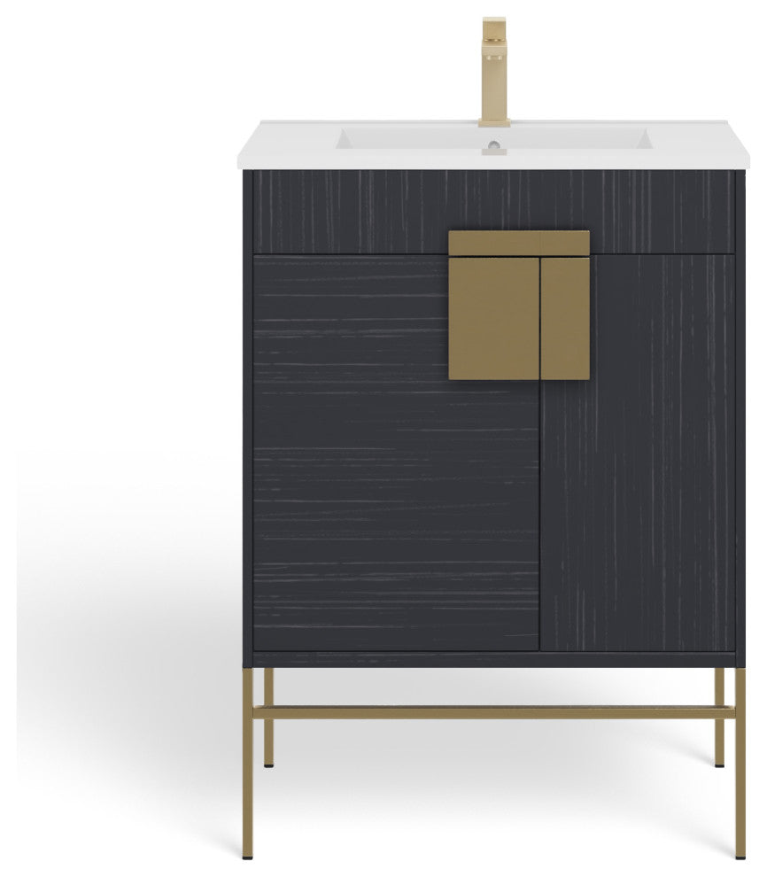 The Lancado Bathroom Vanity, Dawn Gray, 24", Single Sink, Freestanding