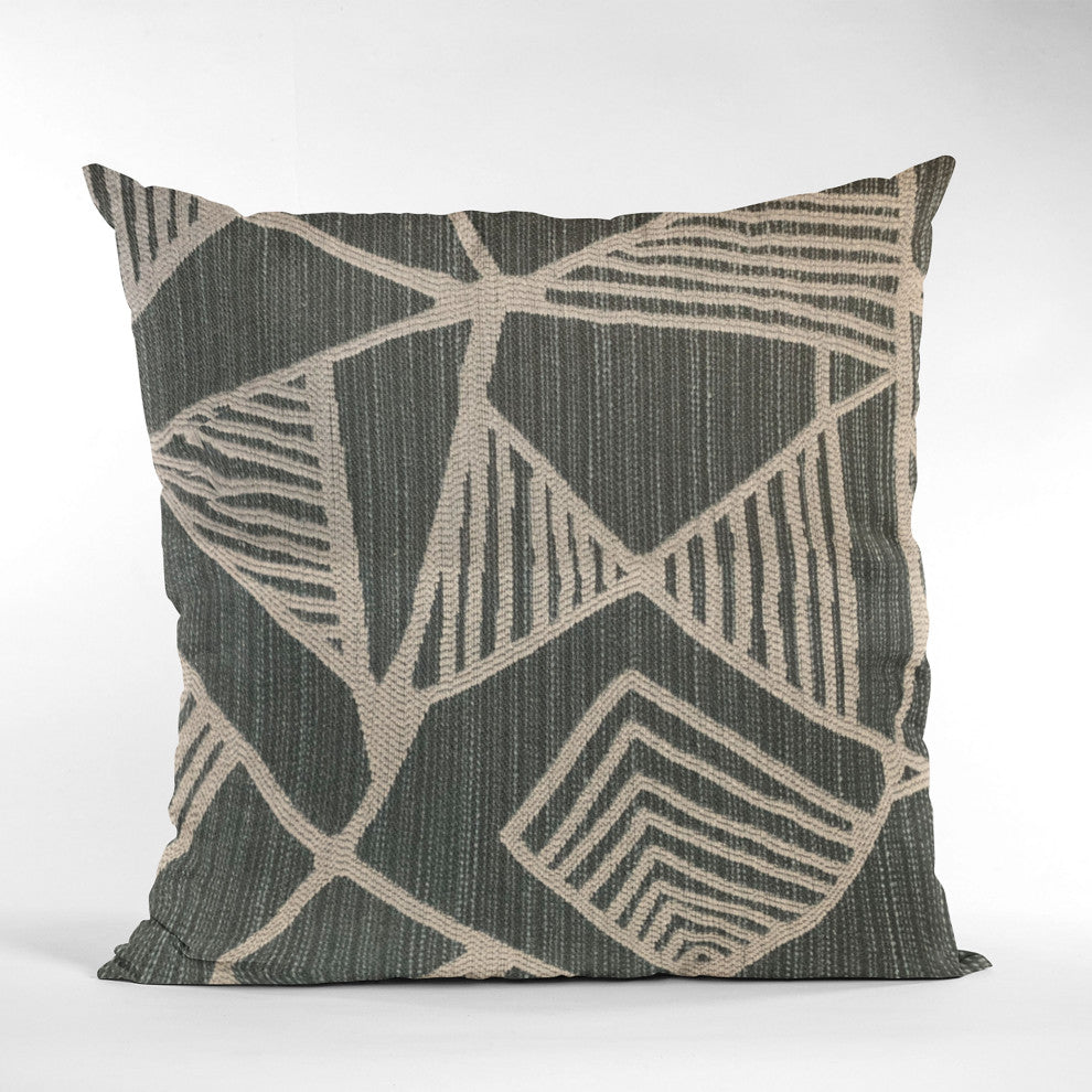 Plutus Gray Sketch Abstract Luxury Throw Pillow, 22"x22"