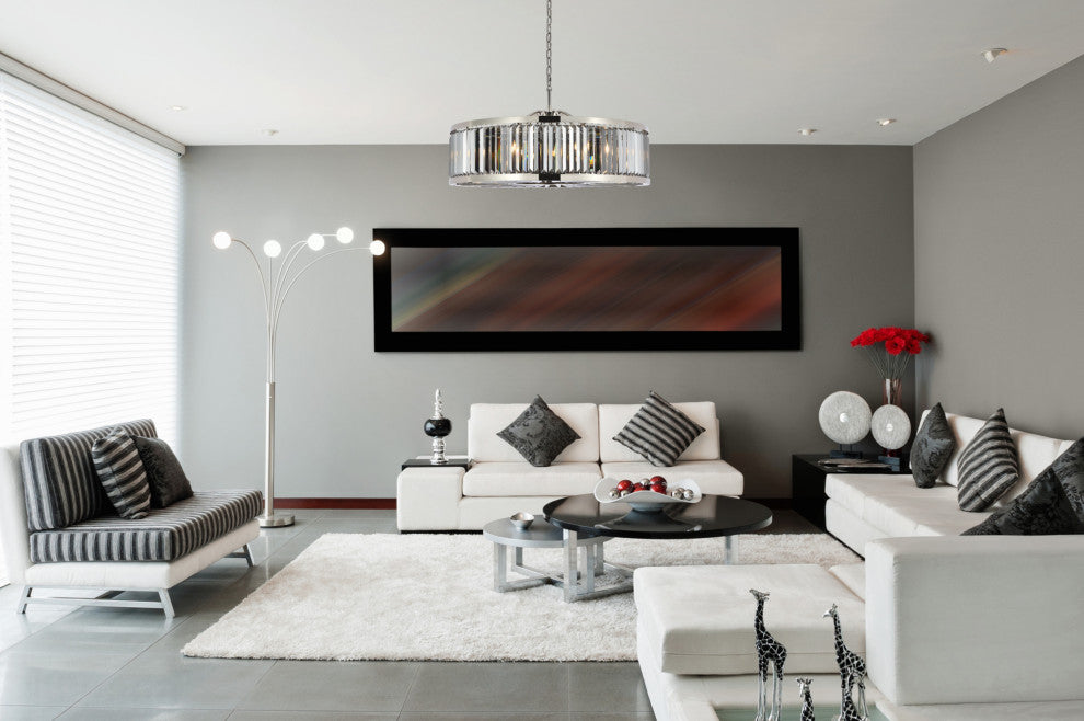 Elegant Lighting 1233G43-SS/RC Chelsea 10 Light 44"W Crystal Drum - Matte Black