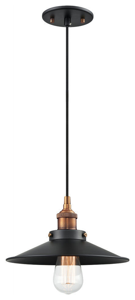 Matteo Lighting C46111AGBK One Light Pendant, Aged Gold Brass Finish