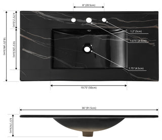 Ancillary 3-Hole Contemporary Rectangular Ceramic Single Sink Basin Vanity Top