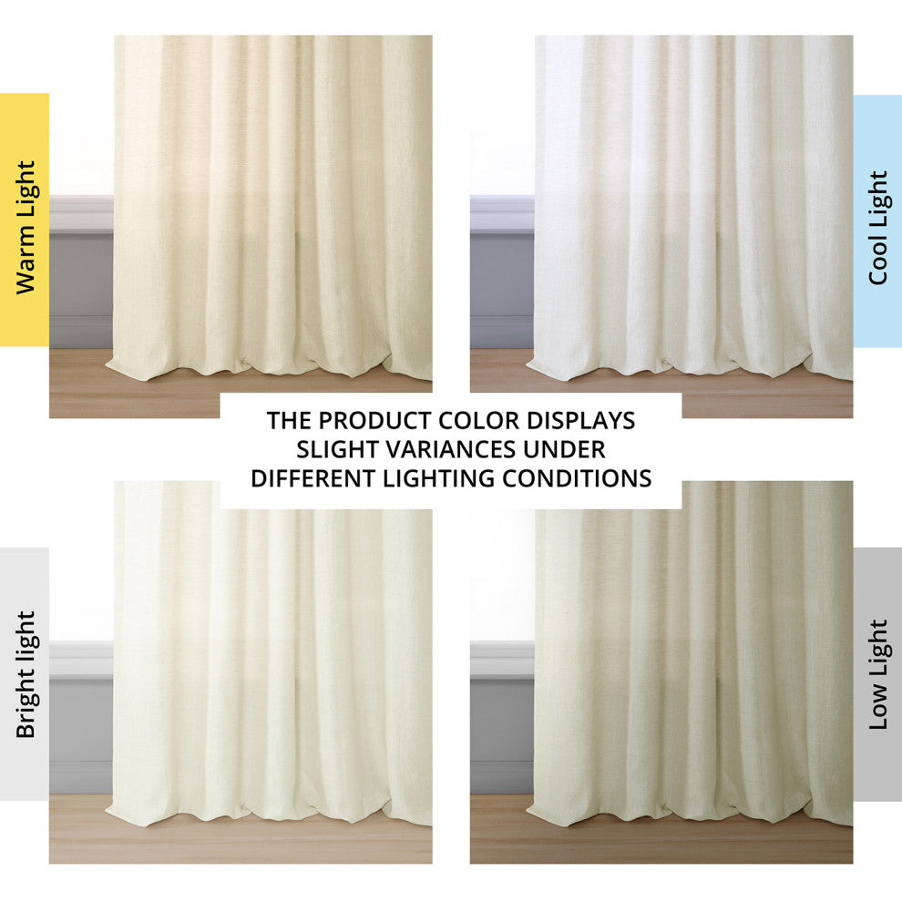 Antique Lace Linen Sheer Curtain Single Panel, 50"x120"