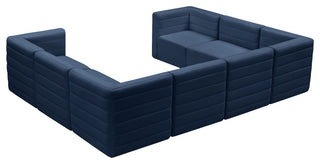 Quincy Velvet Upholstered 8-Piece U-Shaped Modular Sectional, Navy