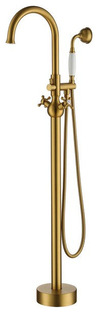 Freestanding Bathtub Faucet Hand Shower Vintage Floor-Mount Tub Faucet 2-Handle