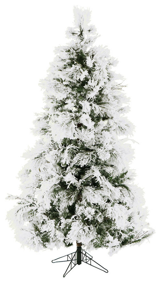 Flocked Snowy Pine Christmas Tree, 12', Without Lights