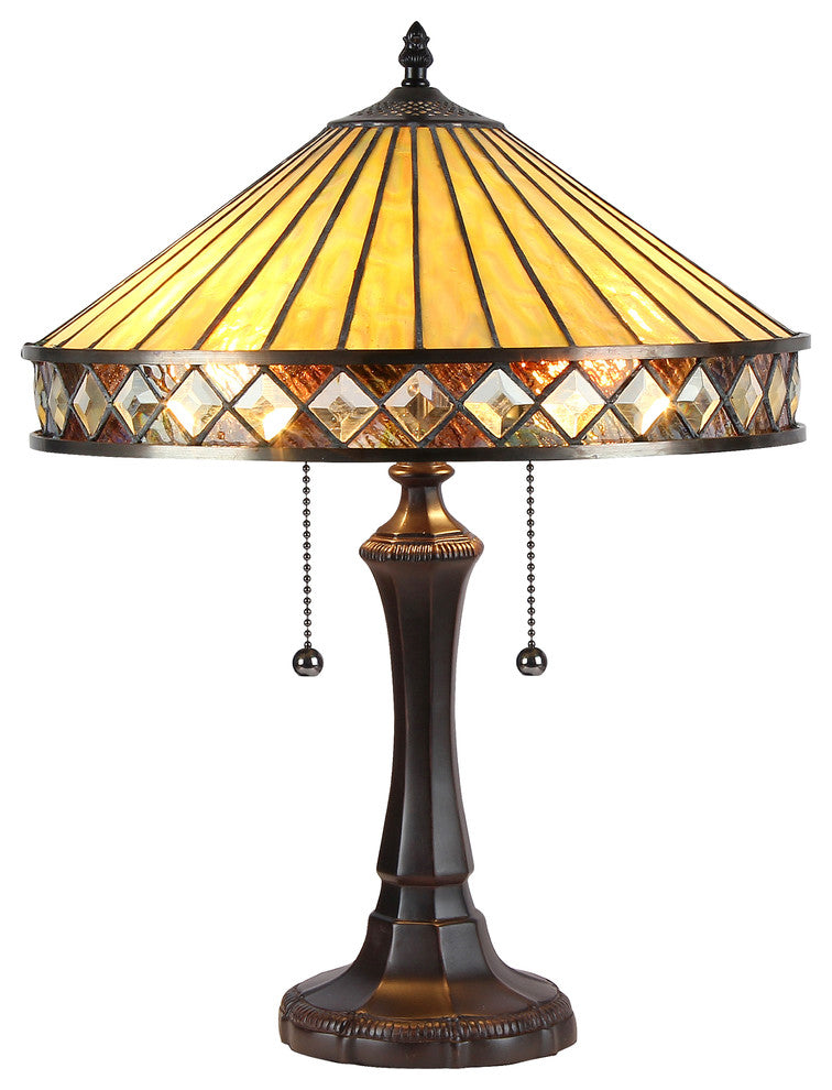 INGRID Tiffany-style 2 Light Mission Table Lamp 16inches Shade