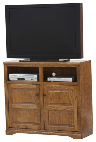 Oak Ridge, Tall, Raised Panel Door 45" Wide TV Console, Olive Oak