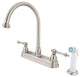 Templeton Two Handle 8" Kitchen Faucet With White Sprayer