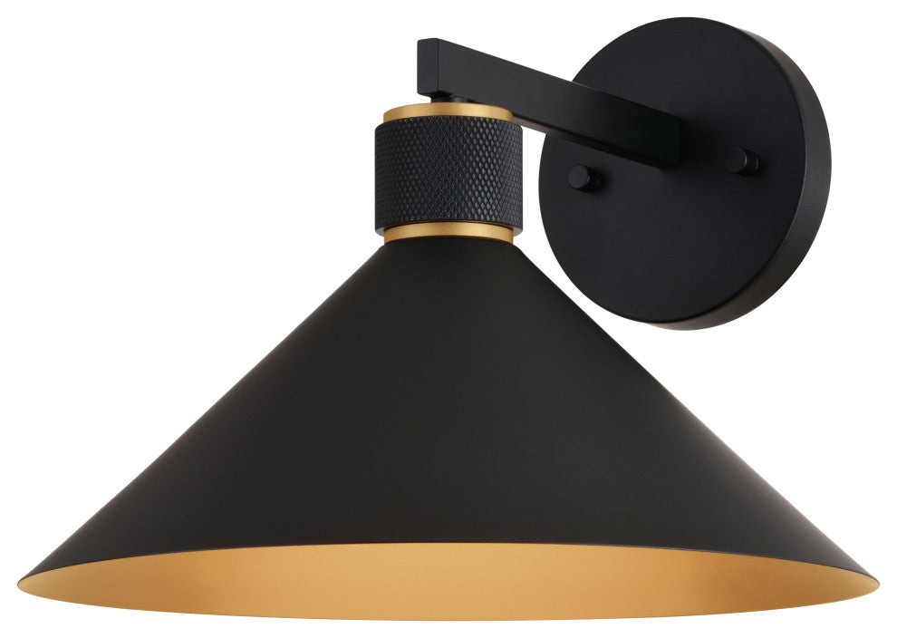 Dunbar 12" Outdoor Wall Light Matte Black and Gold