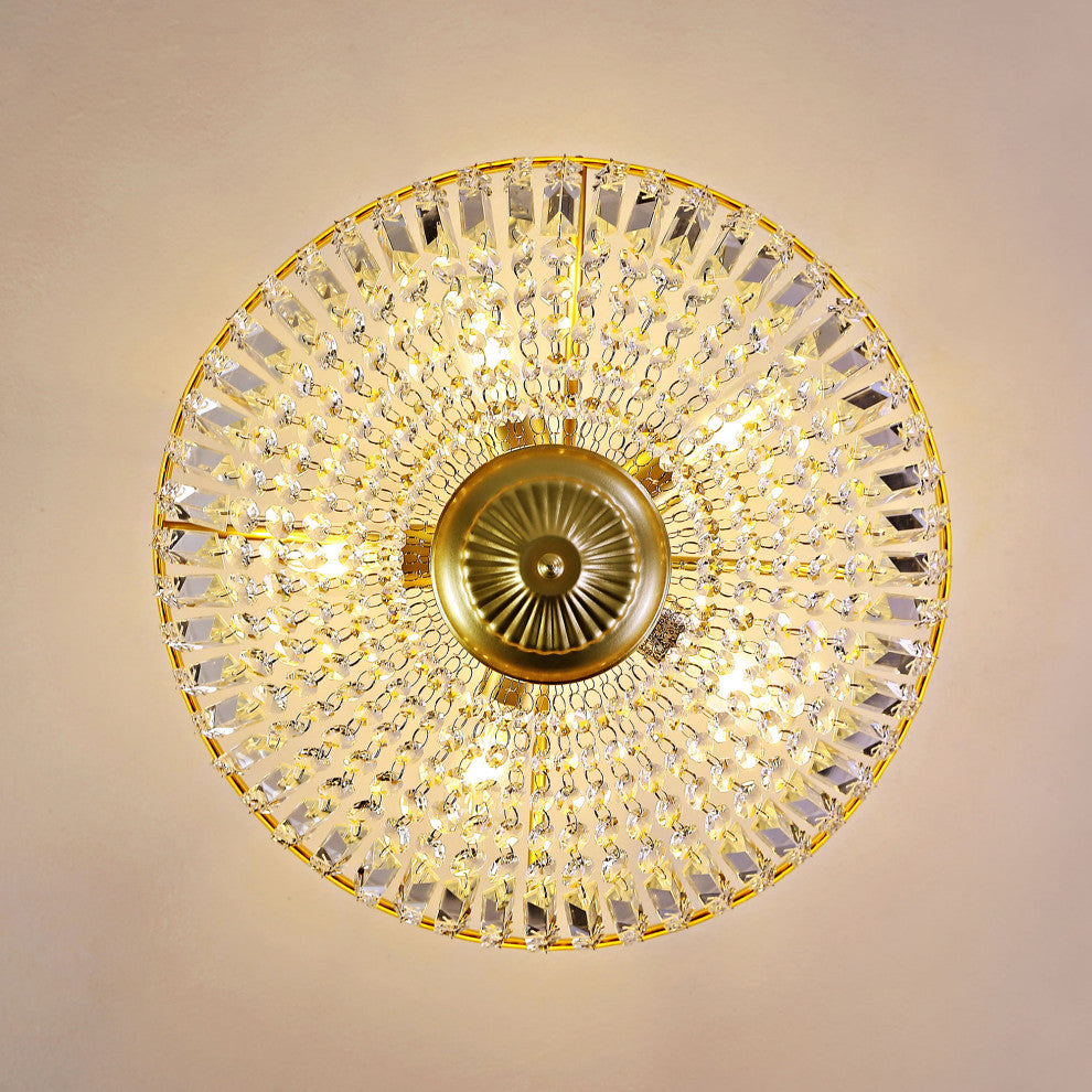 5-Light Crystal Semi Flush Mount, Gold