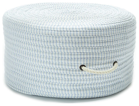 Colonial Mills Pouf Ticking Fabric Stripe Pouf Blue Round