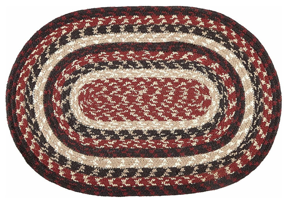 Burgundy/Black/Tan Oval Placemat 13"x19"