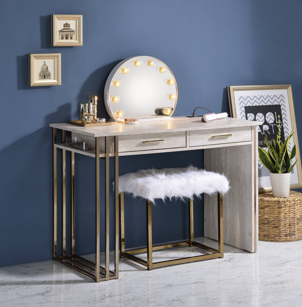 ACME Alma Accent Mirror, White Finish