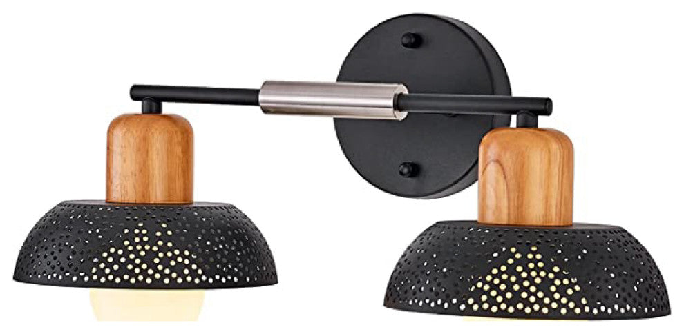 2-Light wall mounted lamp Wood black lamp shade Black accent light