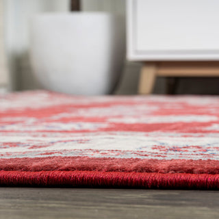 Modern Persian Moroccan Red/Ivory 5' Square Area Rug