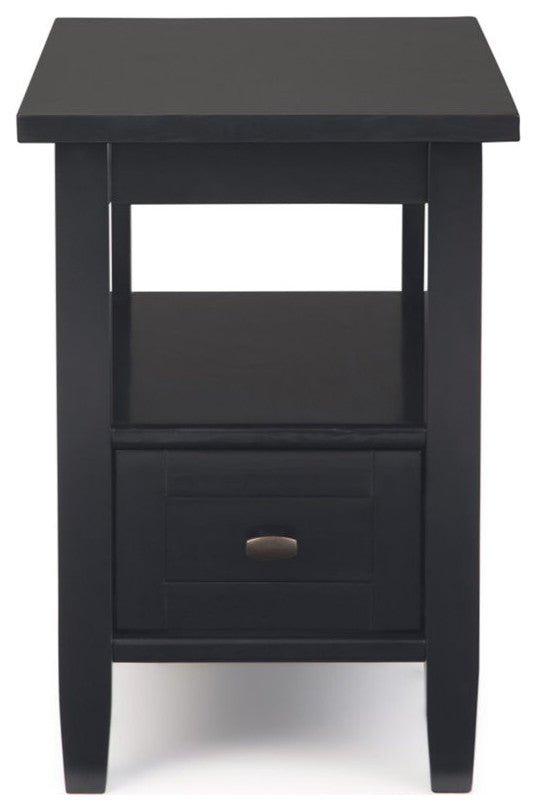 Warm Shaker Solid Wood 14 Inch Wide Rectangle Narrow Side Table In Black