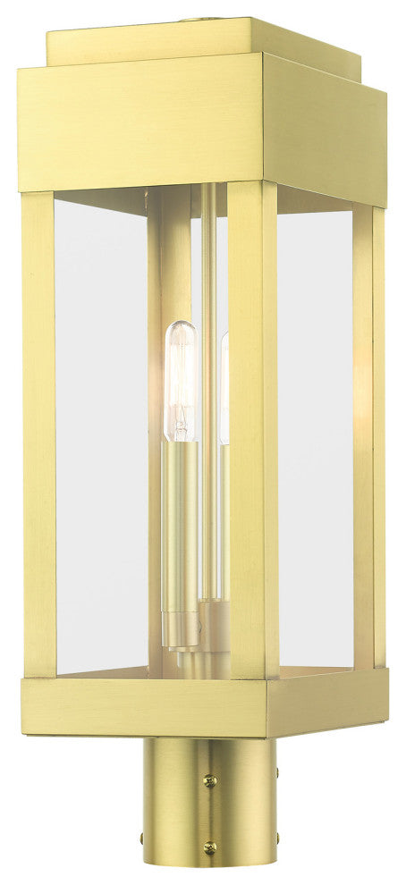 Satin Brass Transtional,  Modern Classic, Outdoor Post Top Lantern
