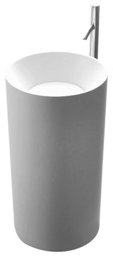 ADM Circular Freestanding Pedestal Sink, White, 20", Glossy White