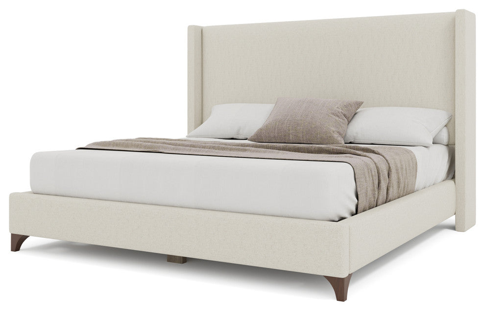 Nativa Interiors Megan Classic Plain Upholstered Bed, Off White, Queen