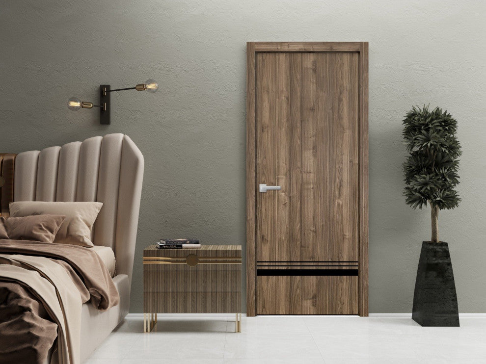 Solid French Door 30 x 84 | Planum 0012 Walnut with| Bathroom