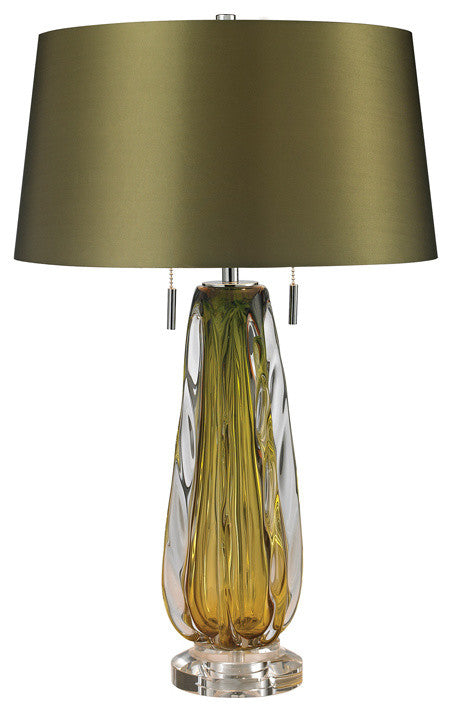 Modena 2-Light Table Lamp Green Green Fabric Shade