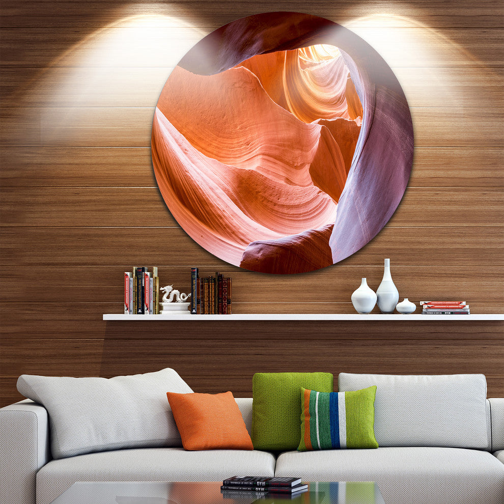 Antelope Canyon Inside View, Landscape Photo Disc Metal Wall Art, 38"
