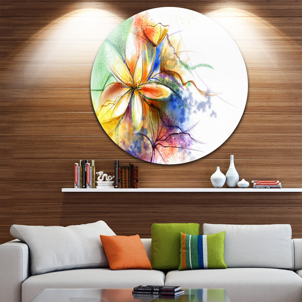Abstract Multi-Color Flower Fusion, Flower Round Wall Art, 36"