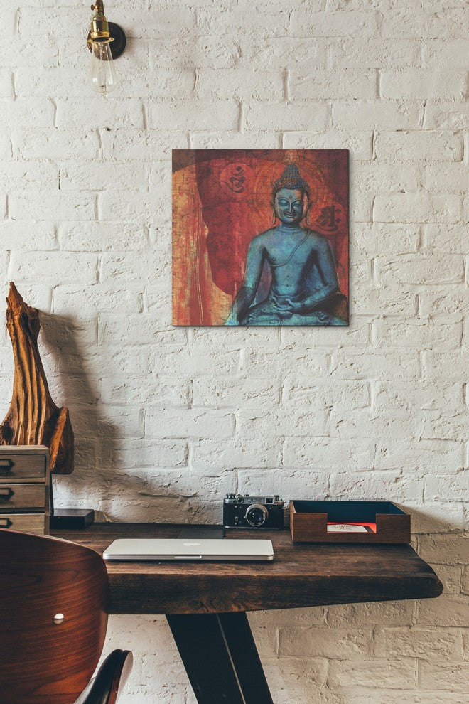 "Blue Buddha" Giclee Canvas Wall Art, 12"x12"