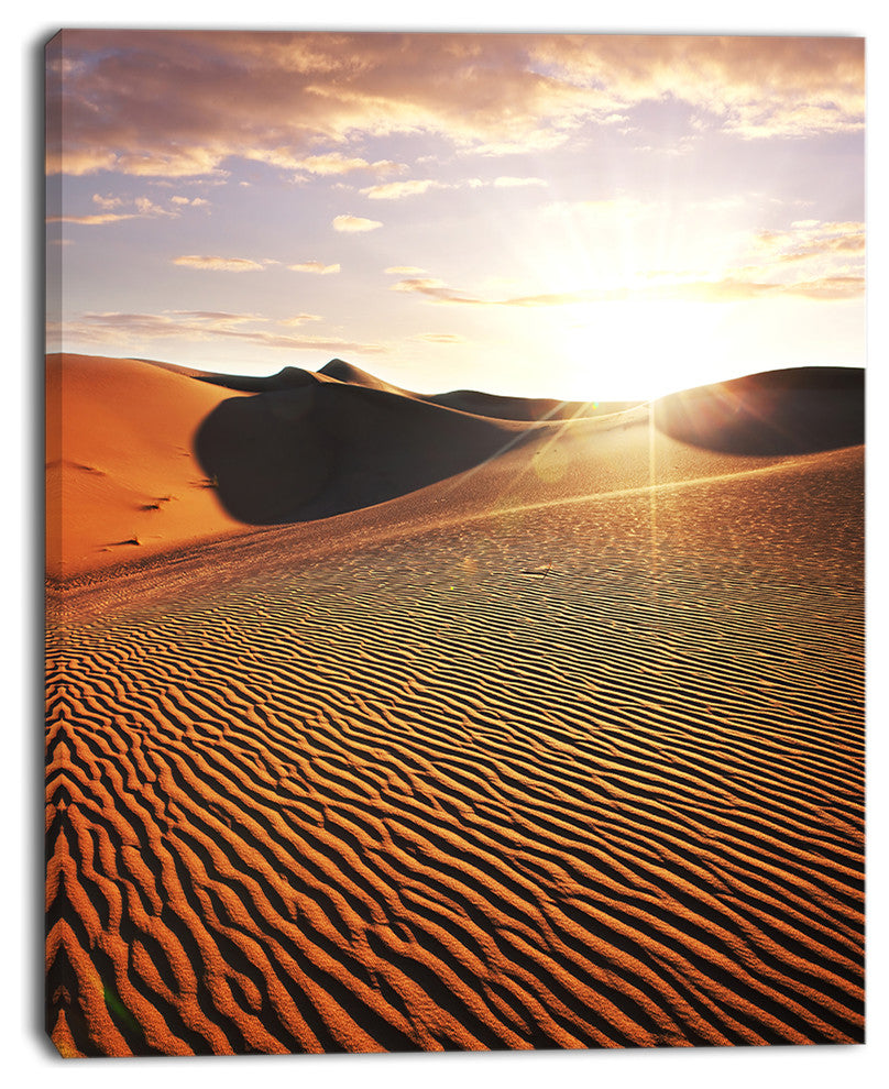 Sahara Desert At Sunset, Landscape Canvas Art Print, 12"x20"