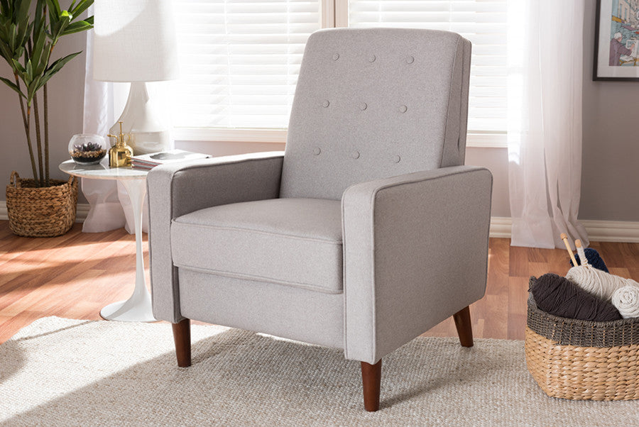 Mathias Mid-Century Modern Light Gray Upholstered Lounge Chair
