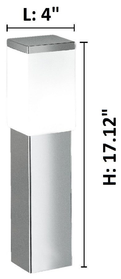 1x60W Outdoor Path Light With Stainless Steel Finish and Opal Frosted Glass