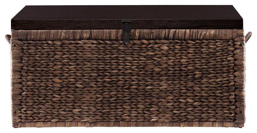 Hector Water Hyacinth Storage Trunk, Blackwashed and Espresso