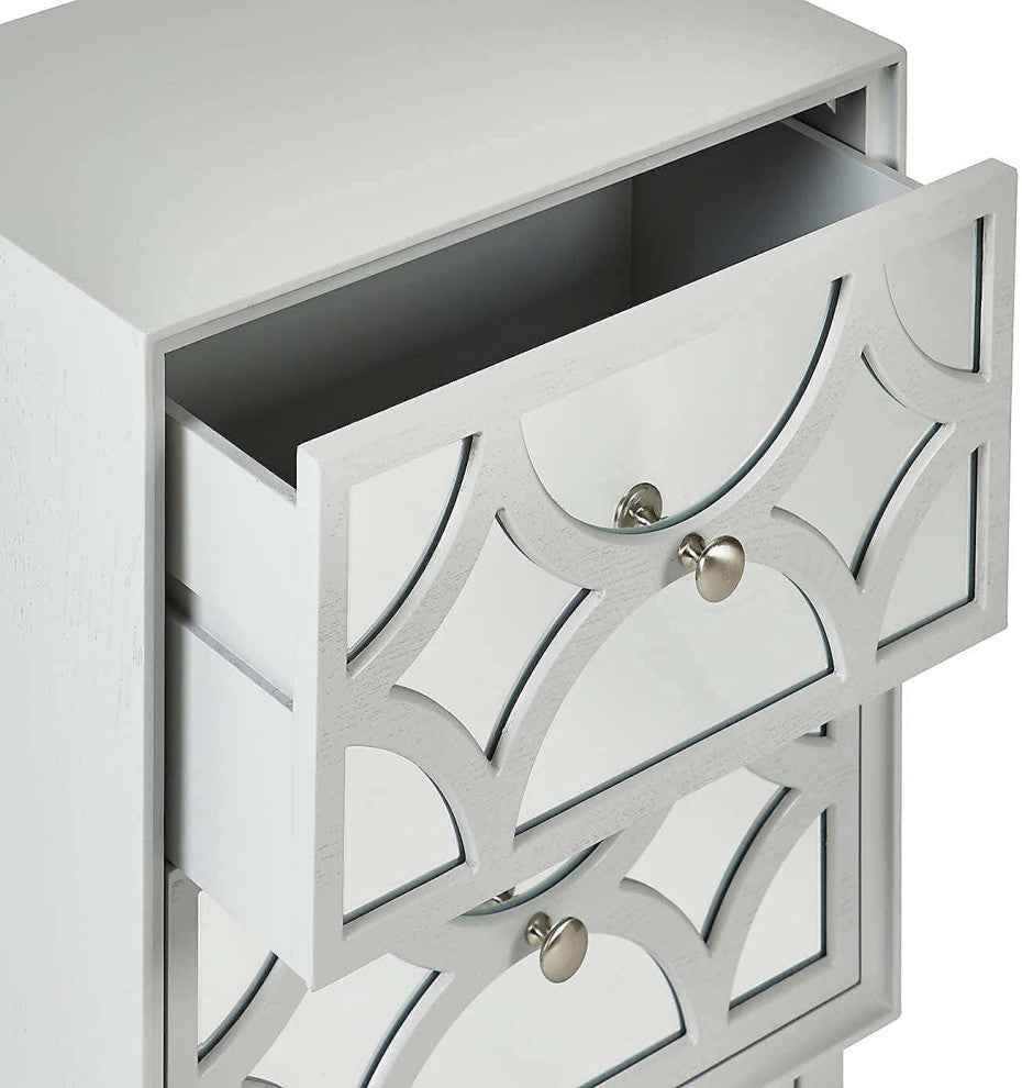 Modern Contemporary Nightstand, 2-Drawer Front Mirror Nightstand