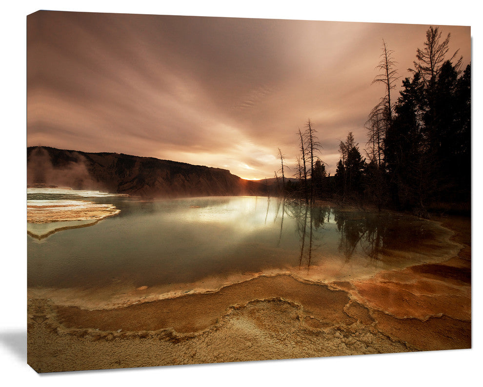 Mountain Lake under Cloudy Sky, African Landscape Canvas Art Print, 20"x12"