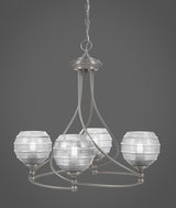 Capri 4-Light Chandelier, Brushed Nickel/Clear Ribbed