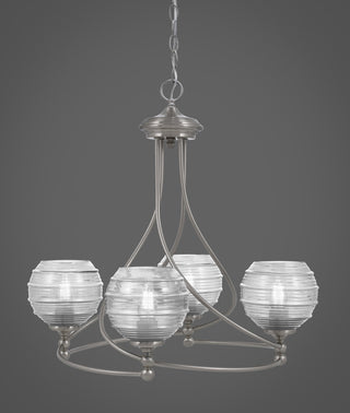 Capri 4-Light Chandelier, Brushed Nickel/Clear Ribbed