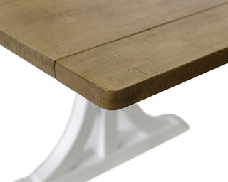 Modern Wood Rectangular Trestle Base Kitchen Table and 8 Chairs, Brown