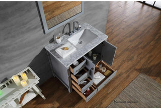 Ariel Cambridge 37" Vanity, Gray, Rectangular Sink No Mirror, Right Offset