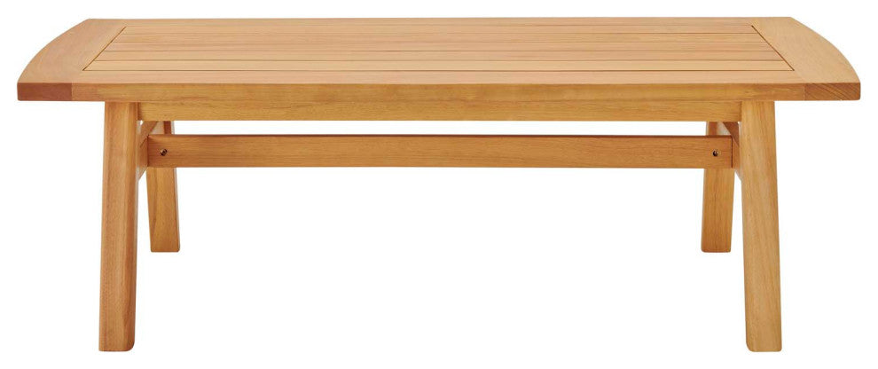 Lounge Coffee Table, Rectangular, Wood, Brown Natural, Modern, Outdoor Patio