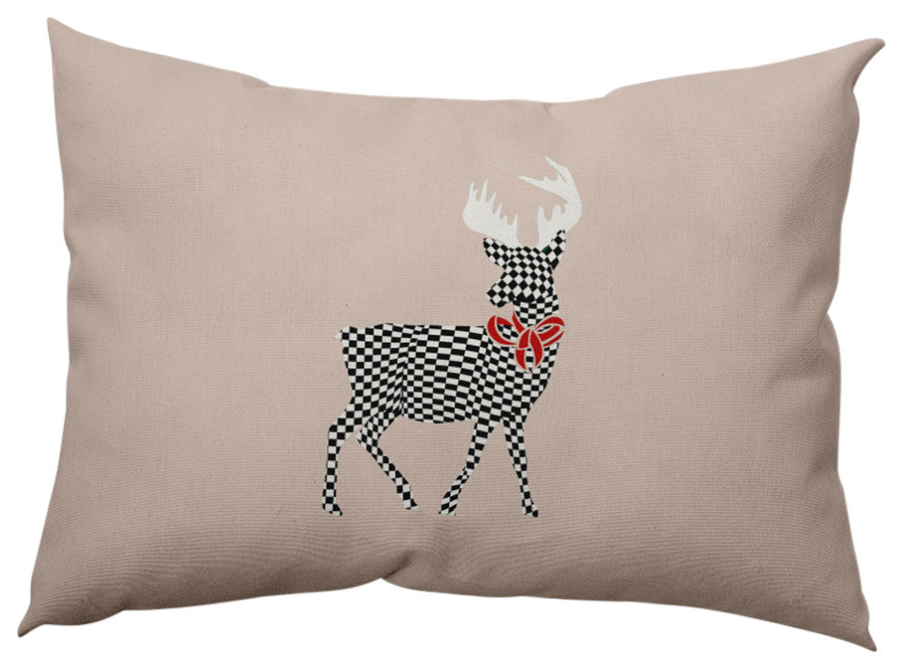 Merry Deer Decorative Throw Pillow, Taupe, 14"x20"