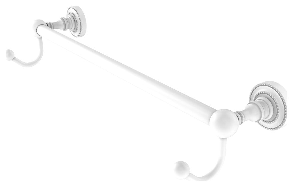 Dottingham 18" Towel Bar with Integrated Hooks, Matte White
