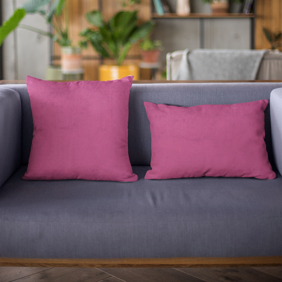 Pink Solid Shiny Velvet Luxury Throw Pillow, Double sided 20"x26" Standard