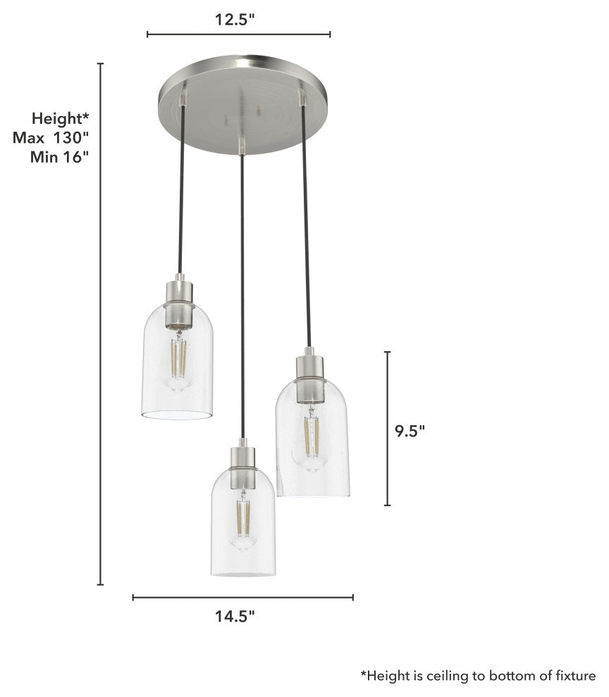 Hunter Lochemeade Brushed Nickel 3 Light Cluster Ceiling Light Fixture