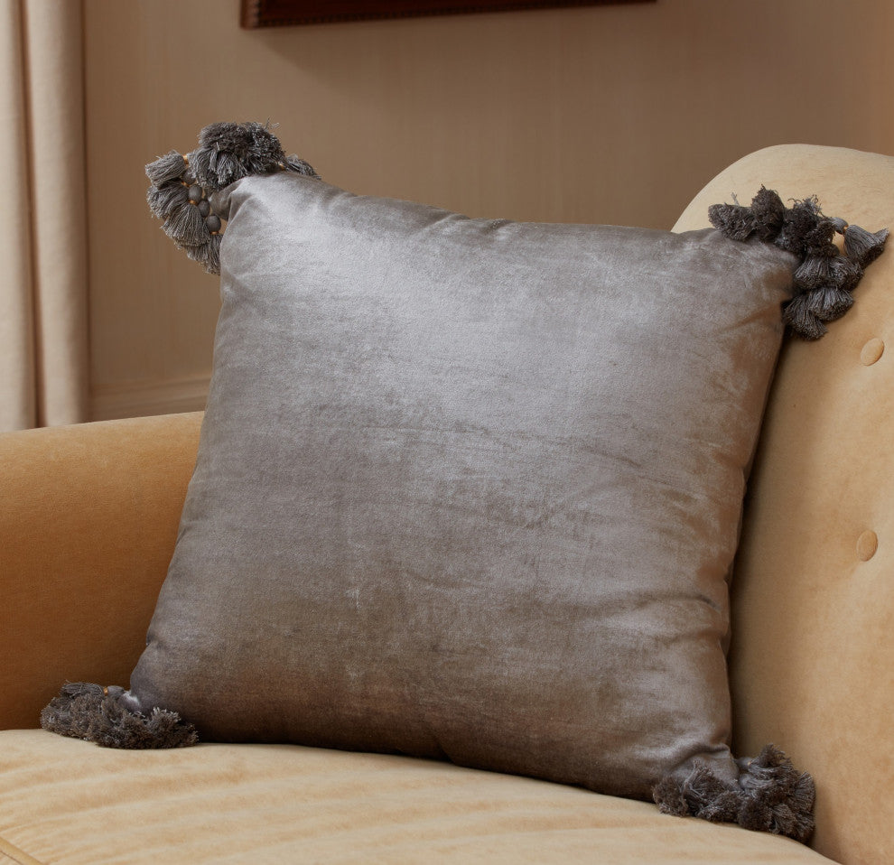 Raj Velvet Pillow, Slate Blue