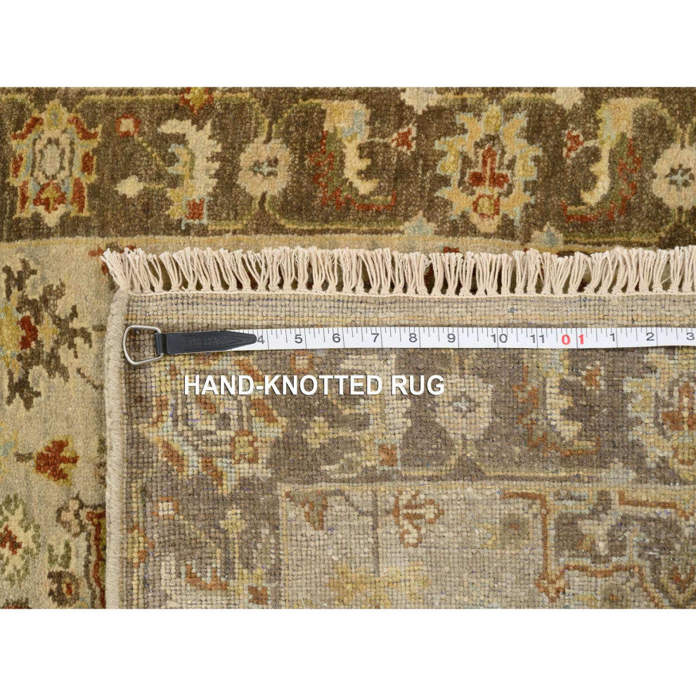 Gray/Brown Medallions Hand Knotted Karjihooz Pure Wool Runner Rug, 2'6"x21'10"