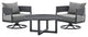 Argiope 3-Piece Patio Swivel Seating Set, Gray Aluminum With Gray Cushions