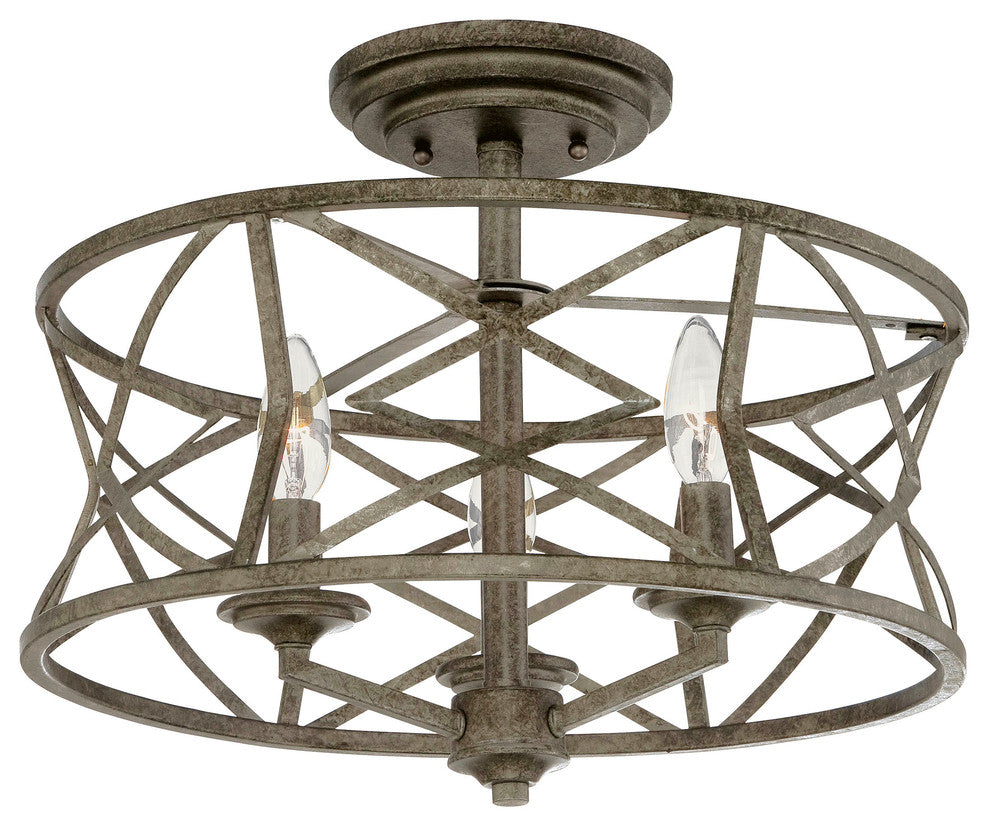 Millennium Lighting Lakewood Semi-Flush, Antique Silver